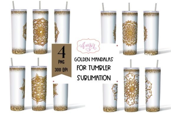 Download Golden Mandala Tumbler Wrap PNG BUNDLE - Png bundle Collection