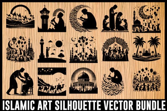 Download Islamic Art Silhouette Vector Bundle - Islamic art Collection