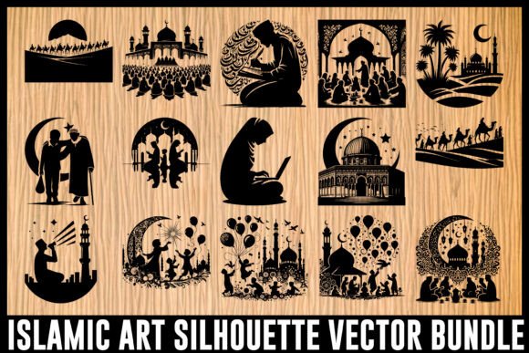 Download Islamic Art Silhouette Vector Bundle - Islamic art Collection