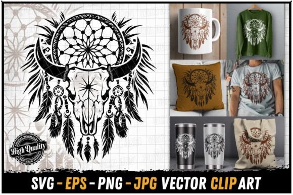 Download Decorative Cow Skull Dream Catcher Art - Premium Bundle