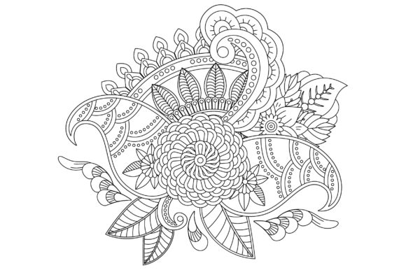 Download Outline Flower Pattern in Mehndi Style - Mehndi style Collection