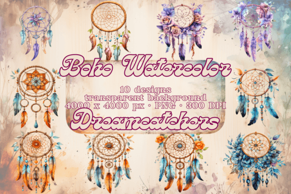 Download Dreamcatcher Clipart Boho Watercolor Set - Premium Resources